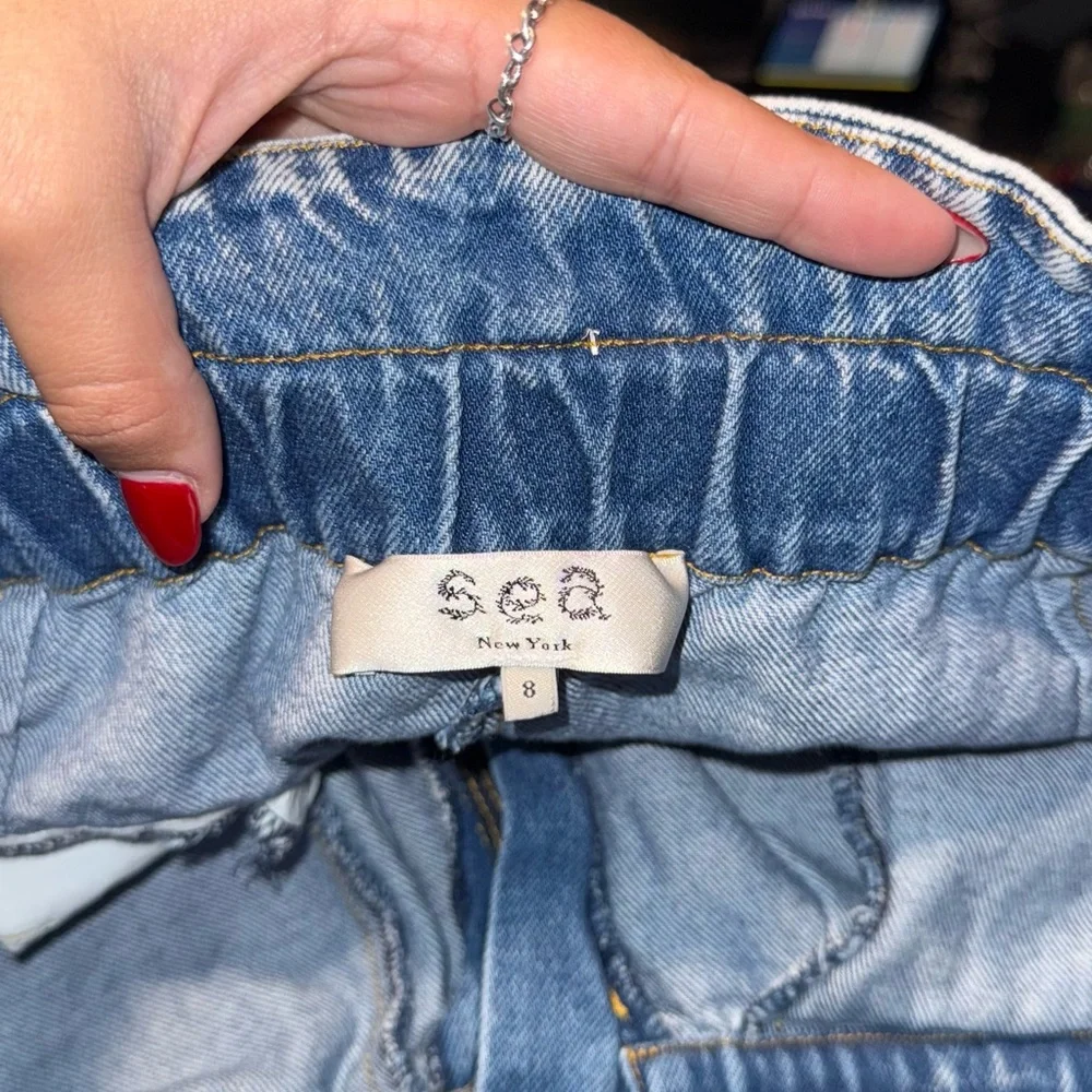 Sea New York Dax Acid Wash Denim Ruffle Shorts Size 8 - Picture 6 of 7